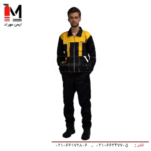 کاپشن شلوار سیلوری طرح آلفا رنگ مشکی زرد -1