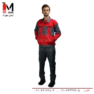 کاپشن شلوار سیلوری طرح آلفا رنگ قرمز طوسی -1